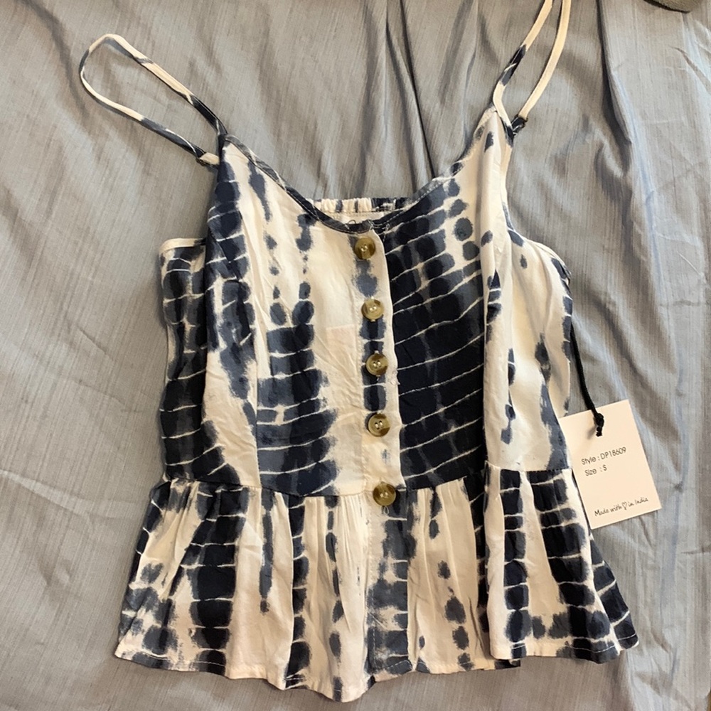 Blue and White Tank Top